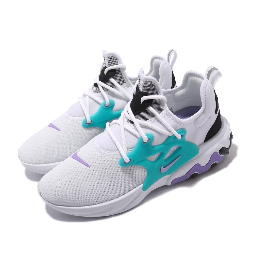 NIKE 休閒鞋 React Presto 運動 男鞋 襪套 輕量 透氣 舒適 避震 魚骨 穿搭 白 紫 [AV2605-101]