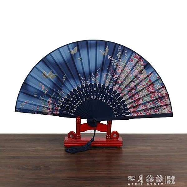扇子折扇中國風古風女日式小復古布夏季和風跳舞舞蹈折疊古典古裝