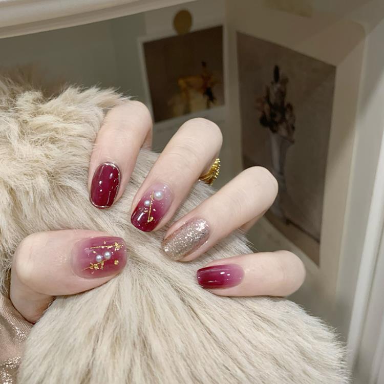 淳貴人指甲貼片網紅爆款顯白美甲成品 新娘可拆卸光療甲片穿戴甲 可然精品