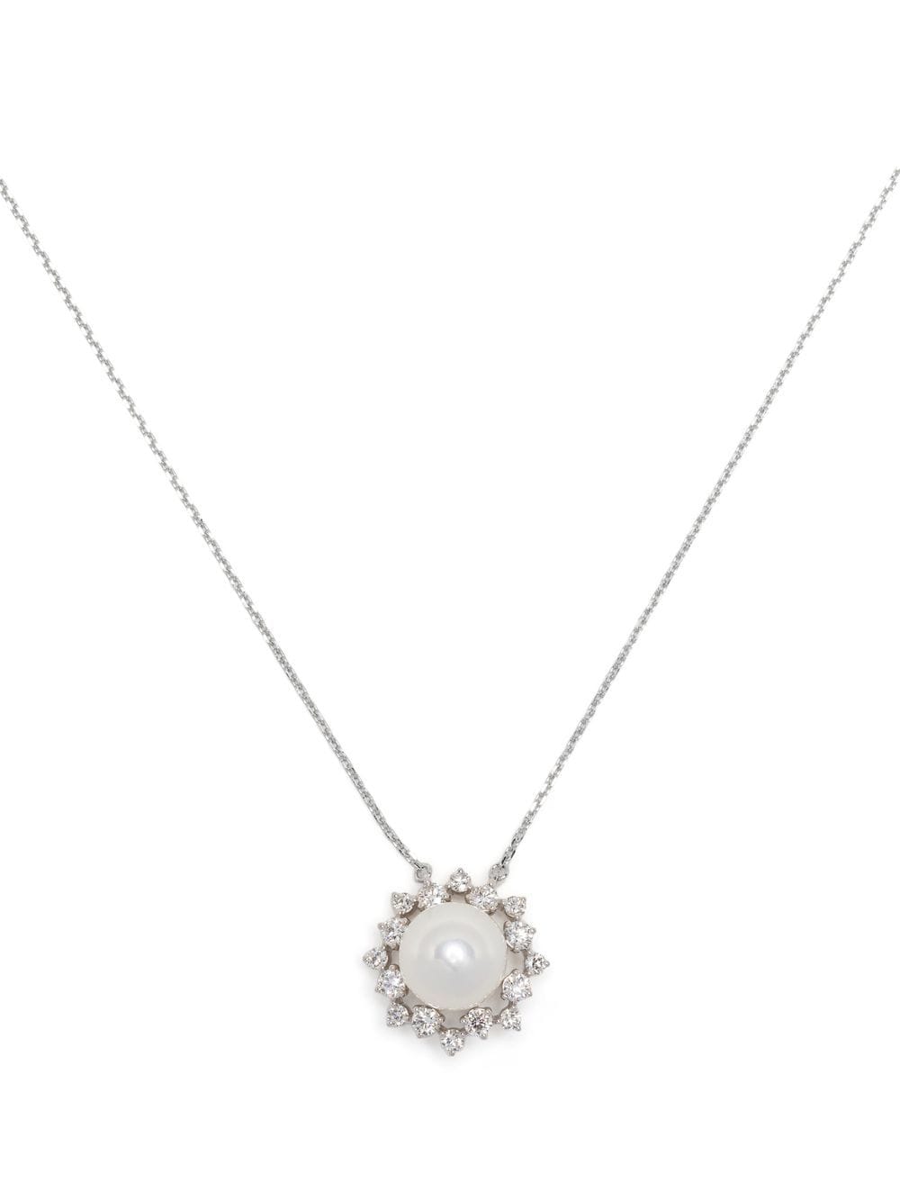 TASAKI - 18kt white gold Akoya diamond necklace - women - 18kt White Gold/Akoya Pearl - One Size - Silver