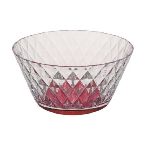 MS樹脂製成，高透明度好質感適合裝小型麵包、沙拉等零食，戶外野餐、慶生使用，看場電影來碗爆米花也很棒噢 ！材質輕盈外出好攜帶耐用不易碎裂，小朋友使用安全水晶菱紋透彩設計，簡約時尚感