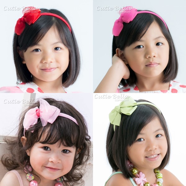 全包布髮箍搭配透明薄紗蝴蝶結 獨特造型在頭髮上相當可愛醒目 **產地：台灣 **材質：緞帶、聚酯纖維 **尺寸：歐根紗蝴蝶結-約9 x 7cm；髮箍-約寬11 x 高13cm 三層蝴蝶結-約10 x 