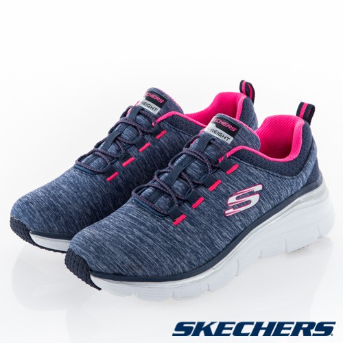 SKECHERS FASHION FIT 女鞋 休閒 健走 記憶型泡棉 網布 舒適 藍 粉【運動世界】12716NVHP