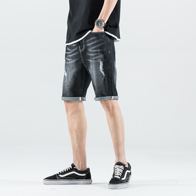 顯瘦牛仔破褲 短褲 五分褲 牛仔褲 丹寧褲 寬褲 破洞褲 男生褲子 日系正韓運動褲 歐美工作褲 男友褲 現貨禮物FT
