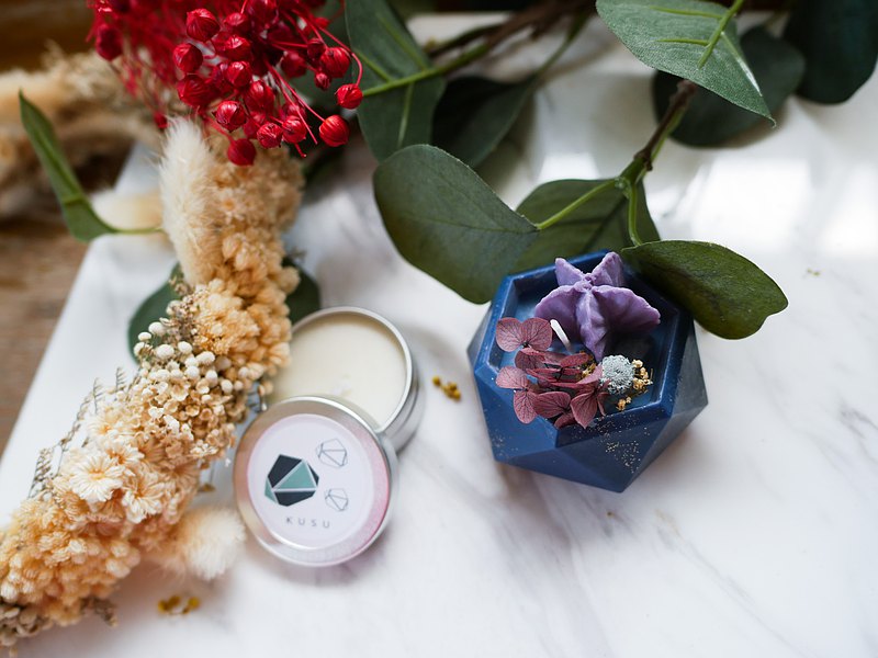 復古花盆蠟燭，香草味，薄荷由天然蠟製成用乾花裝飾