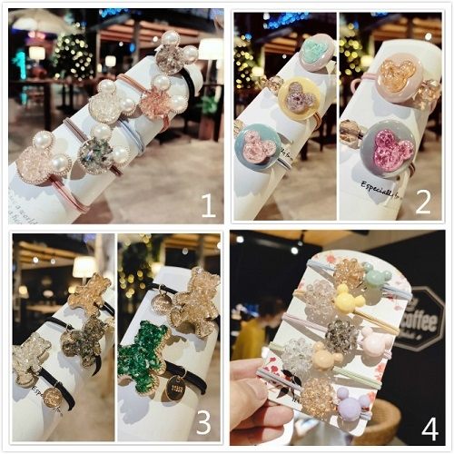 【NiNi Me】韓系髮飾 5色一組氣質甜美可愛珍珠水晶髮束 髮束 H9498