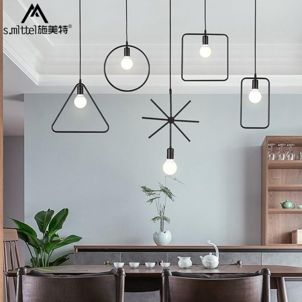 個性創意北歐餐廳吊燈現代簡約吧臺過道書房餐吊燈鐵藝單頭小吊燈
