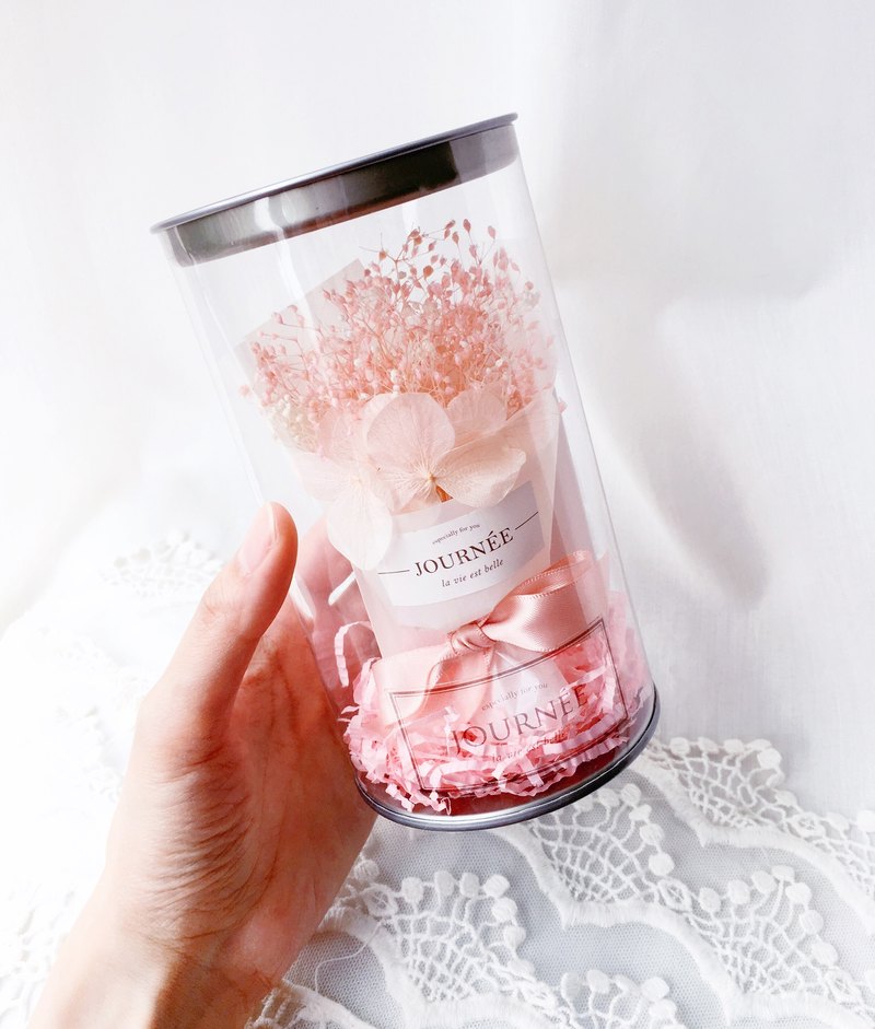 4號小花罐-櫻粉滿天星，內附可傳達心意的小卡片