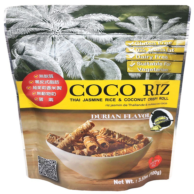 COCO RIZ 椰奶脆皮米捲(榴槤口味) 100g/包