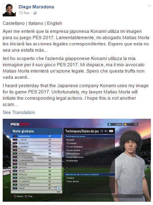 Legenda Bola – Maradona Ingin Tuntut Konami