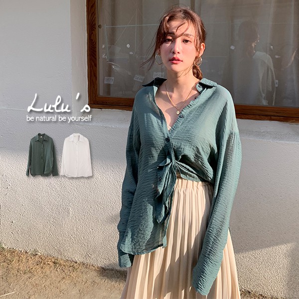 LULUS-Y皺褶透膚襯衫-２色 【01190151】