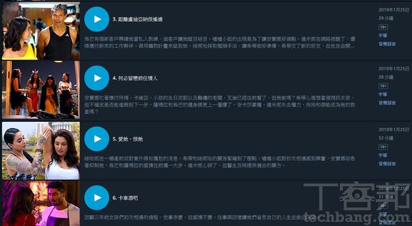 3.如果是影集系列，Amazon Prime Video也會寫出該集的簡單介紹，旁邊亦有首播／上線日期，讓觀眾知道此為新作或舊作。