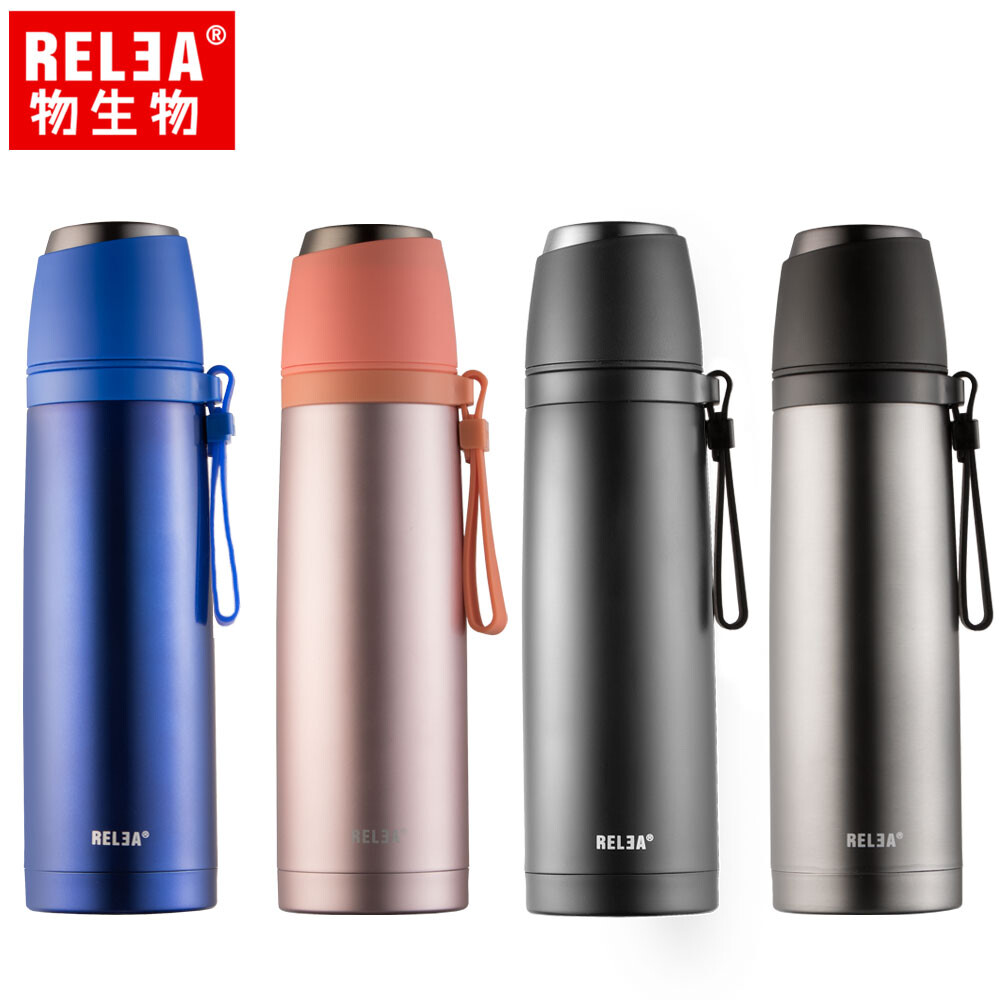 杯蓋兩用設計可當杯子與提手 304加厚不鏽鋼設計長效保溫保冷 外型俐落有型全方位防漏水 食品級內蓋設計無毒無害 杯身採用高溫點噴技術不易掉漆 品牌香港relea物生物 產品500ml君悅一蓋兩用不鏽鋼