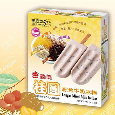 【免運冷凍宅配】(預購)義美桂圓牛奶綜合冰棒87.5g(5支/盒)*6盒