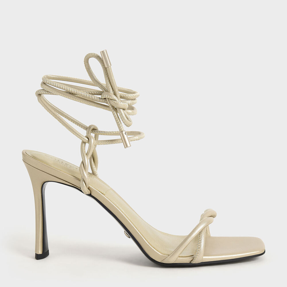 真皮綁帶高跟涼鞋