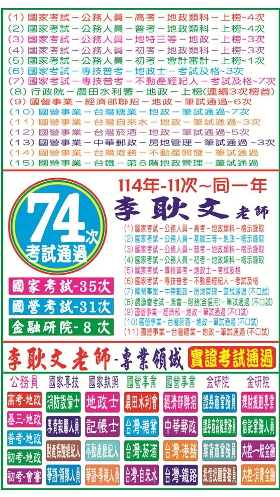 李耿文 老師-(不動產經紀人)考試社群~(博薪補教)!