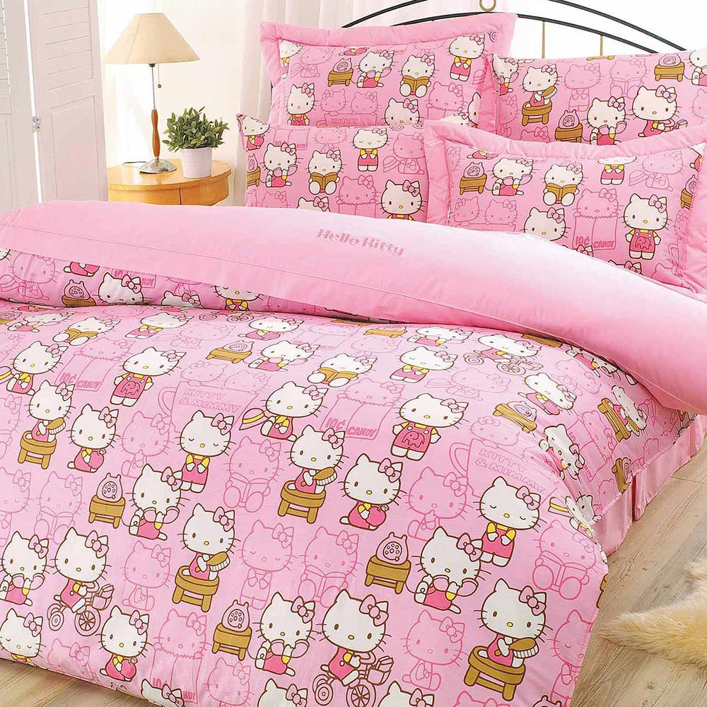正版授權HELLO KITTY 生活日誌-精梳棉兩用被套-單人雙人【享夢城堡】MIT卡通