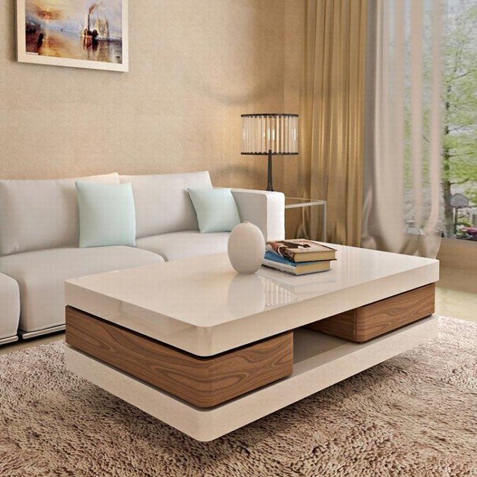 多功能伸縮茶幾胡桃木實木貼皮鋼琴烤漆北歐簡約小戶型茶幾電視柜TA4664【潘小丫女鞋】