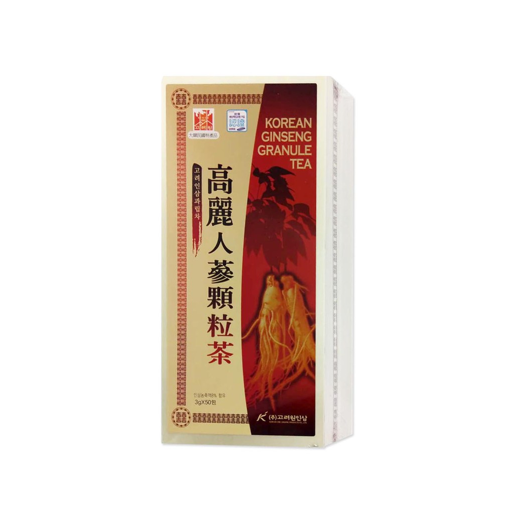全新品韓國 高麗人蔘顆粒茶精緻木盒裝(５0入/盒) 容量 150g 成分 人蔘濃縮液 無水結晶葡萄糖規格 / 材質 (3克x50包) 外包裝木盒貨源 公司貨產地 韓國保存期限36個月效期 2021.1