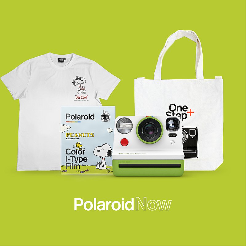 Polaroid Now-Green即影即有相機 + Peanuts i-Type彩色相紙 + Polaroid Tote Bag + Peanuts特別版Tee(價值HK$299)