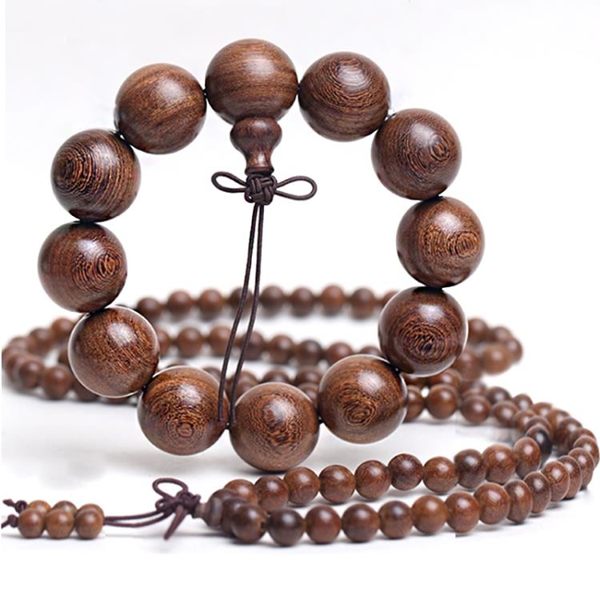 多圈佛珠金絲楠木沉香烏木陰沉木男女情侶手鏈金絲檀木手串