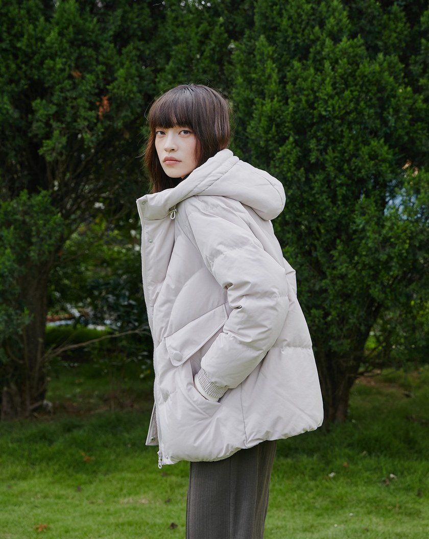 白鴨絨拉克蘭袖連帽羽絨外套(兩色)