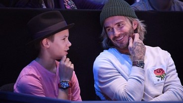 貝克漢與兒子羅密歐開心看球賽，大方接受球迷合照展現風範！