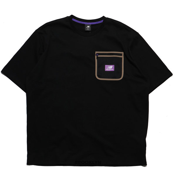 NEW BALANCE NB 短T 黑 胸口網格 拉鏈口袋 短袖 男 (布魯克林) MT21510BK