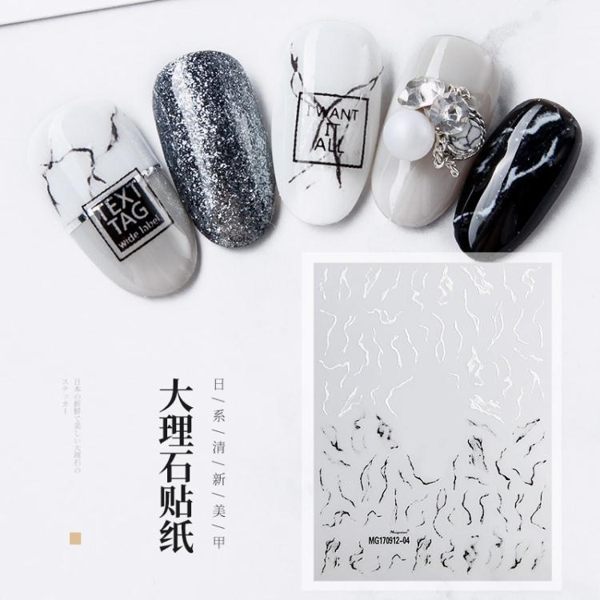 美甲貼紙大理石紋暈染指甲貼花 日系超薄環保貼紙指甲油膠裝飾品