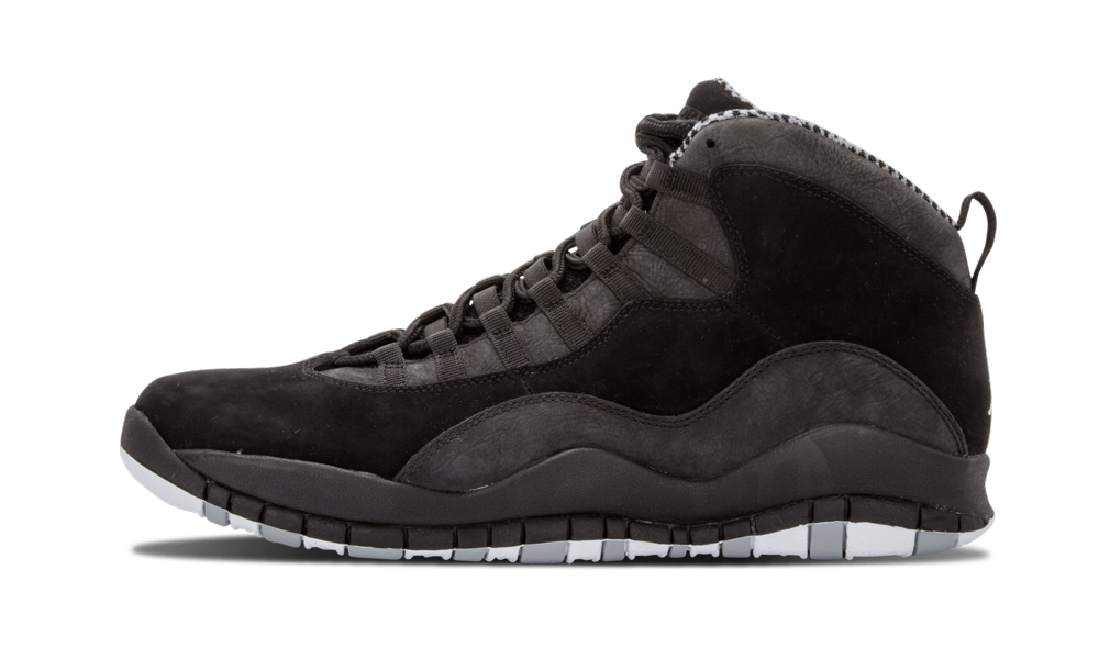 The Air Jordan 10 Retro goes into stealth mode for this 2012 release, with this dark look in an all-