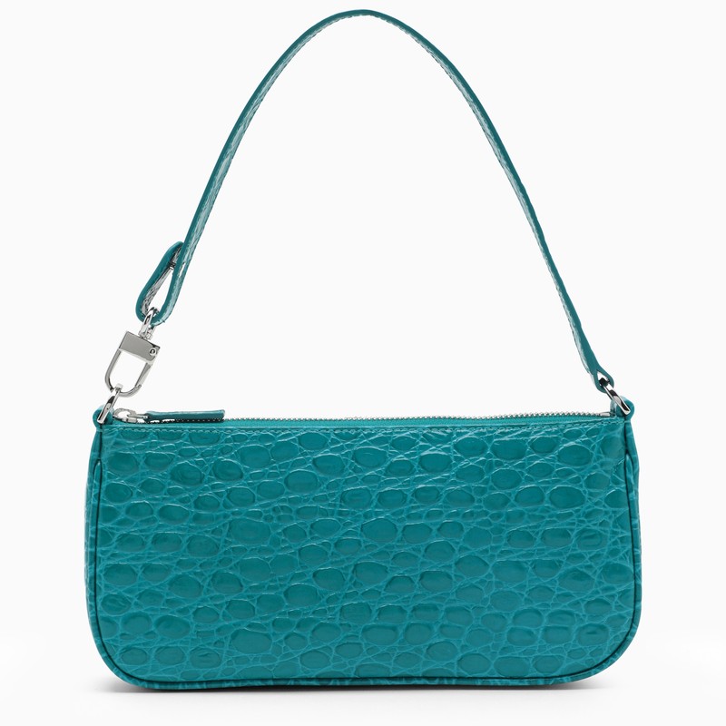 Rachel bag in crocodile print blue leather