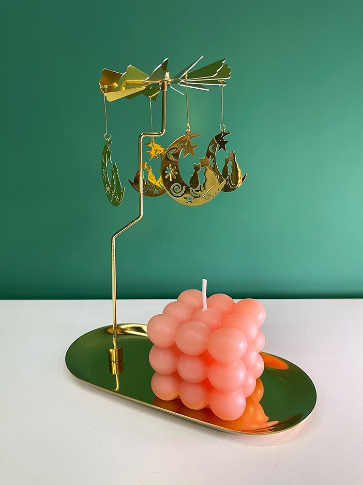 網紅異形香薰蠟燭可愛室內香氛助眠輕奢燭臺擺件創意風鈴托盤禮物