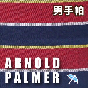 【沙克思】ARNOLD PALMER 雙色橫槓紋刺繡男手帕 特性：100%純棉編織+附刺繡 (日本進口手帕 西裝口袋巾 領巾 雨傘牌)