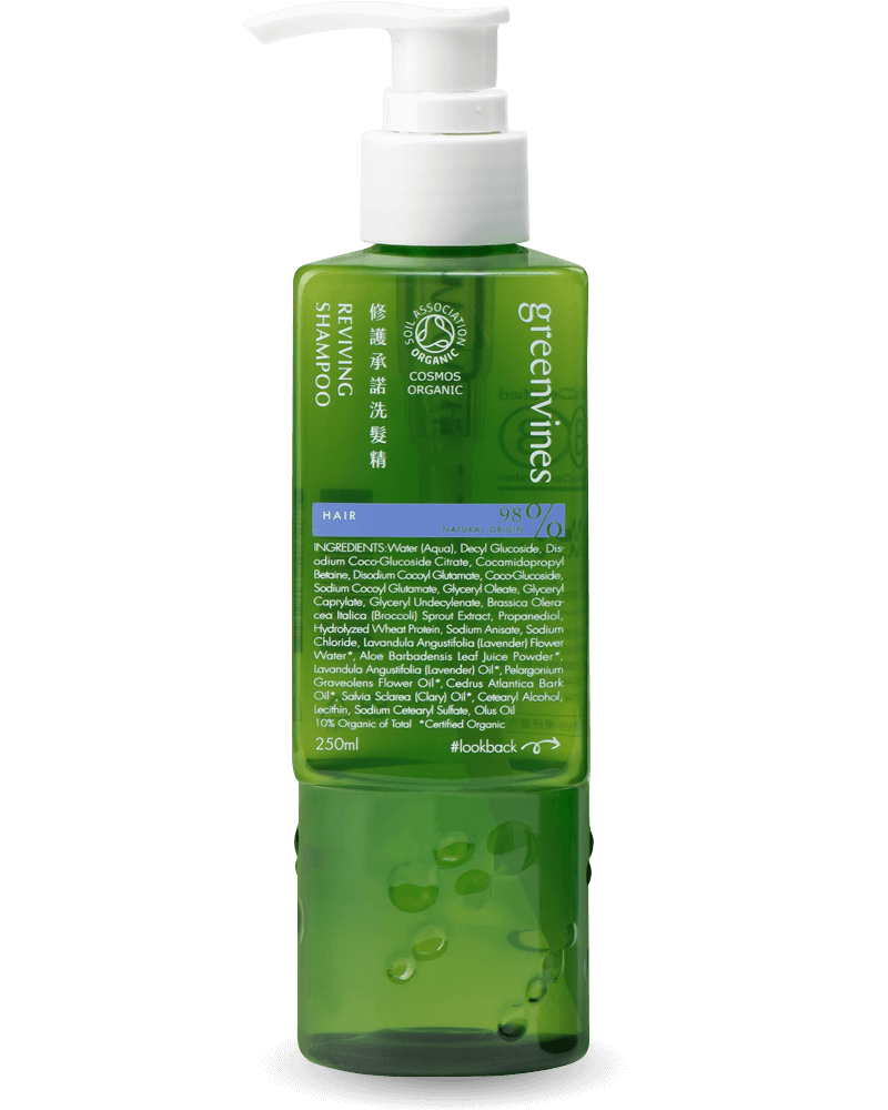 【修護承諾洗髮精】修護染燙受損的毛躁秀髮，從一瓶有機認證洗髮精開始。高濃度植物蠟結合水解小麥蛋白內外修護，實現無矽靈的柔順承諾...