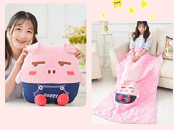 抱枕:40*40CM.被子100*150CM.好看又實用. n收納起來就是一個可愛的卡通抱枕.