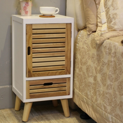 取材天然的梧桐實木 鄉村風格浪漫又溫馨 一門一抽收納更輕鬆 百頁造型設計更前衛