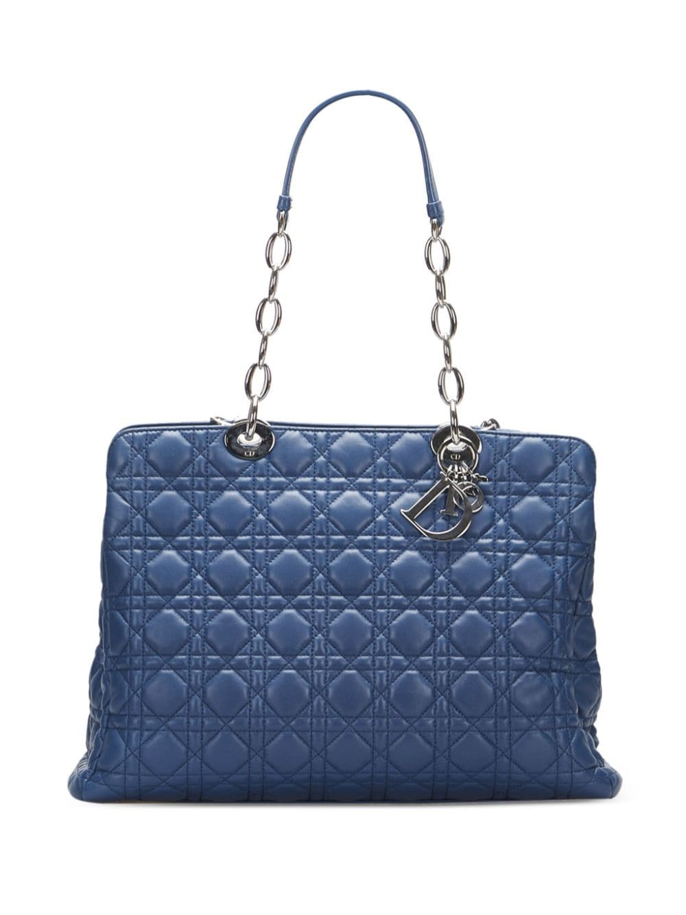 Christian Dior - pre-owned large Cannage Soft Lady Dior tote bag - women - Calf Leather - One Size - Blue