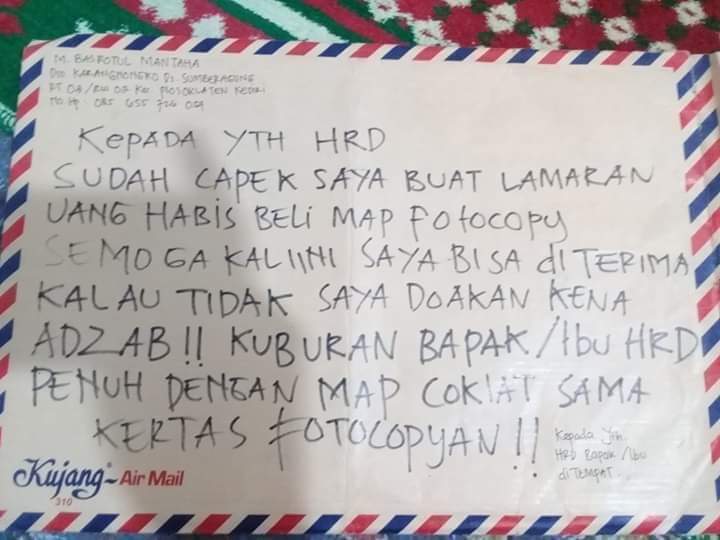 Surat Lamaran Kocak Hrd Diancam Kena Azab Kalau Gak Nerima Kerja