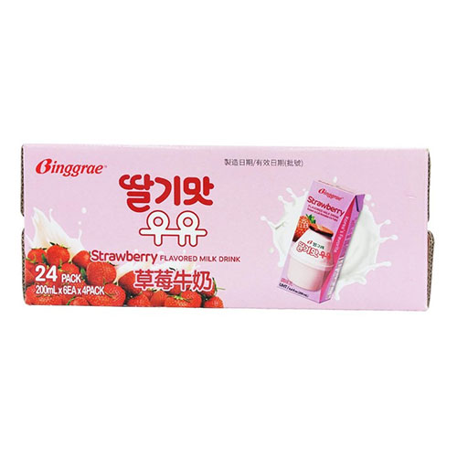 【現貨】Binggrae 草莓牛奶(保久調味乳) 200ML X 24入