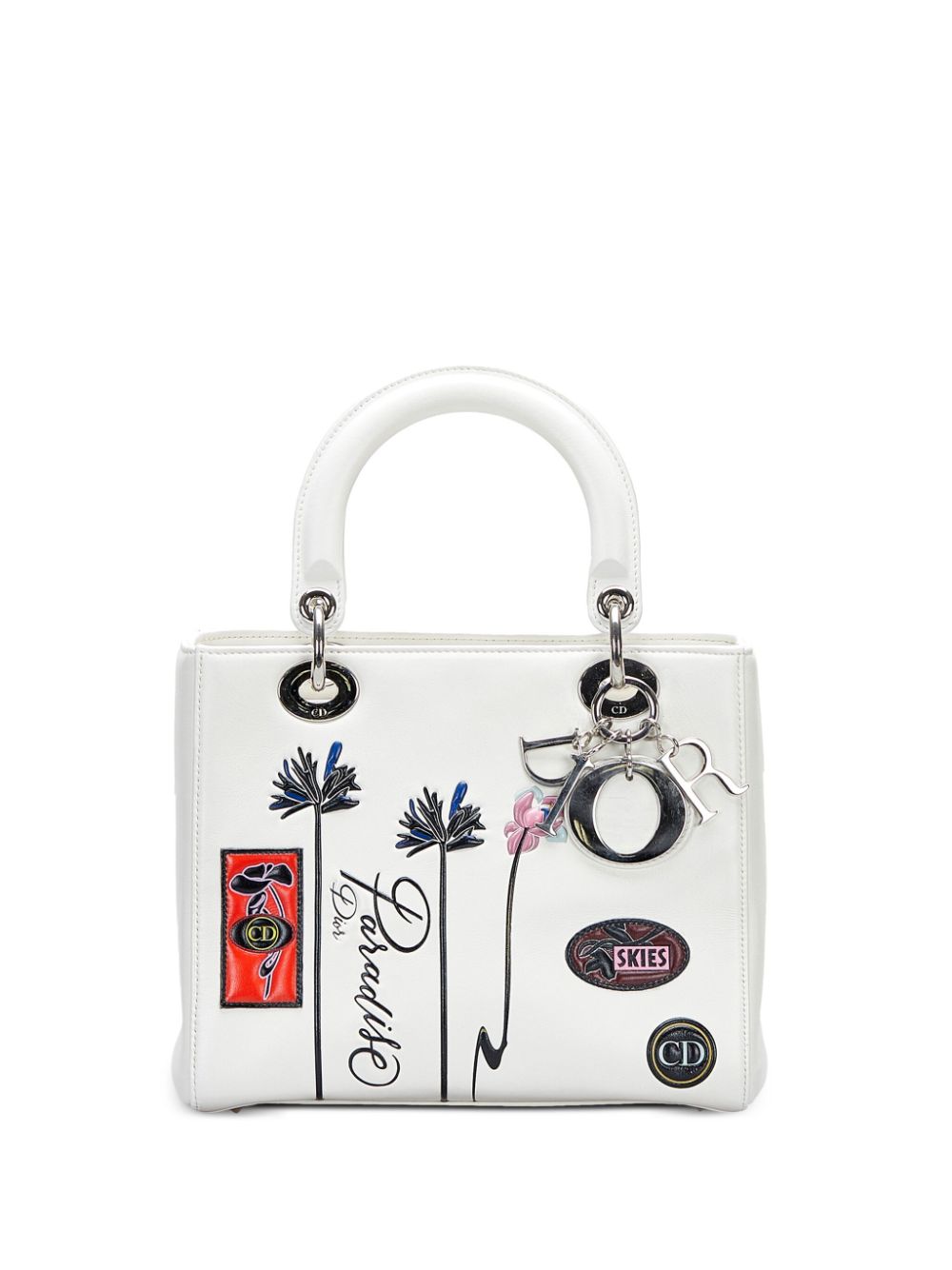 Christian Dior - pre-owned medium Lady Dior Paradise two-way bag - women - Calf Leather - One Size - White
