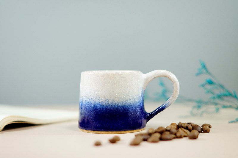 白藍迷你山形杯-約100ml,茶杯,馬克杯,水杯,咖啡杯
