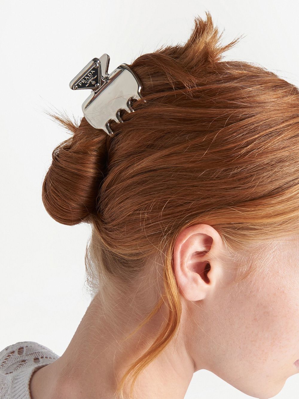 Prada triangle-logo claw hair clip