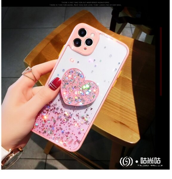 閃粉滴膠支架 ins風 糖果色邊框 滴膠背板不掉色 透明殼 掛繩孔