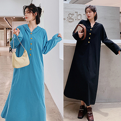 百搭長裙女裝 棉質 大尺碼 寬鬆 胖MM 家居日常出門度假出遊休閒連身裙