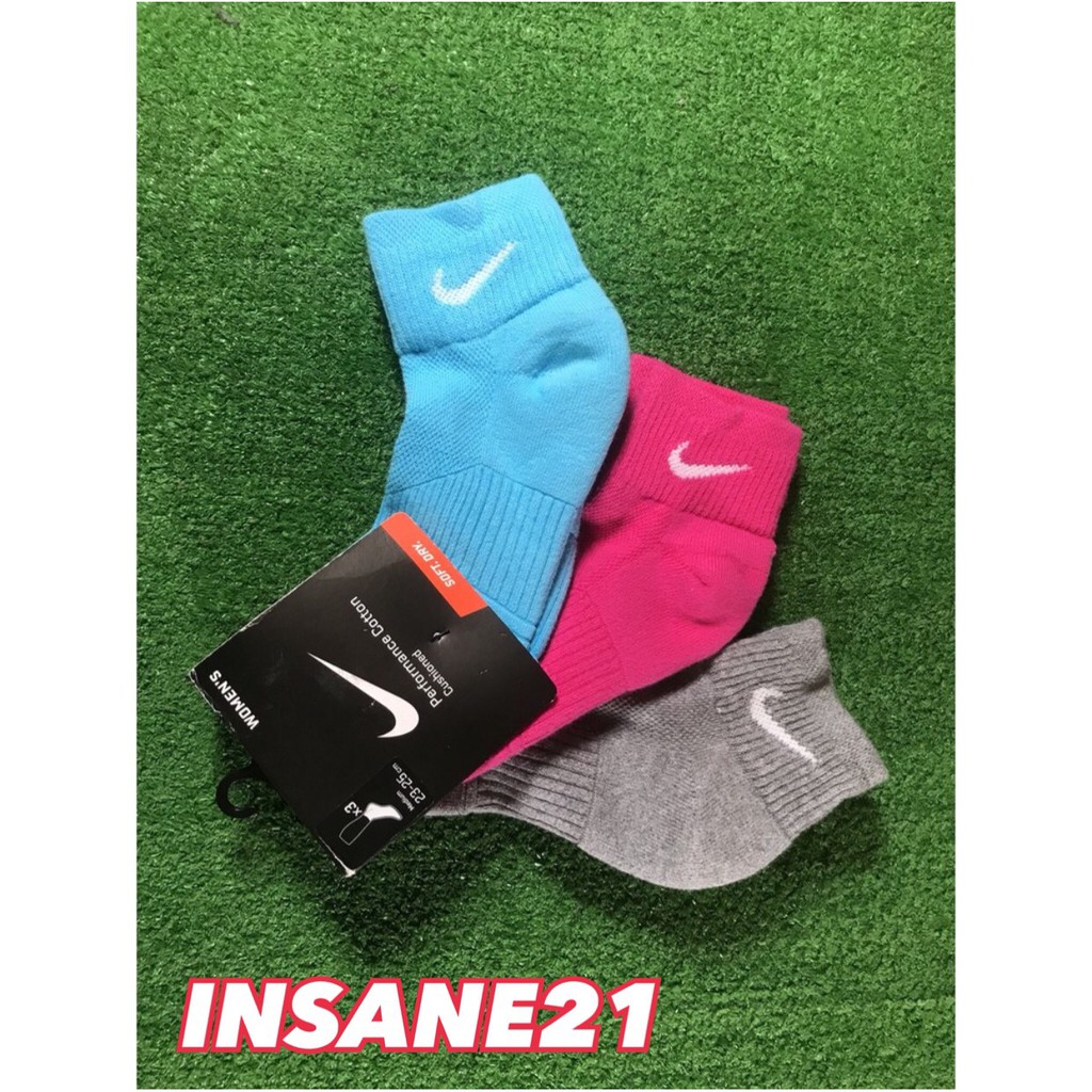 【Insane-21】NIKE WMNS CUSHION 中筒腳踝襪 Socks 3雙 粉/灰/藍 SX4733-946