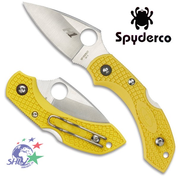 Spyderco蜻蜓2代水中小刀-H-1鋼 (平刃) Spyderco C28PYL2 Dragonfly2 Salt Folding Knife H-1 Plain Blade, Yellow FR