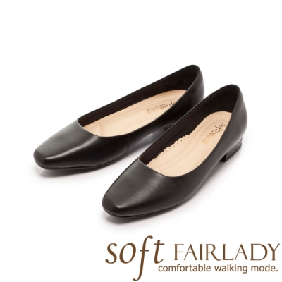 Fair Lady New超級上班者聯盟5號方頭低跟鞋 黑