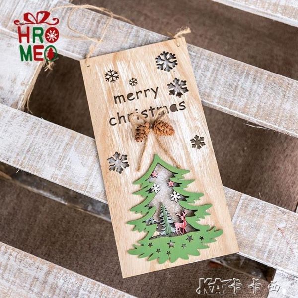 聖誕禮物 Hromeo復古做舊美式聖誕門掛聖誕快樂字母聖誕樹掛件聖誕裝飾品 卡卡西