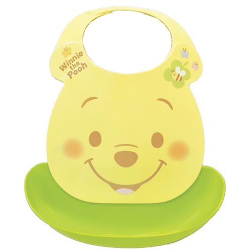 維尼 臉型 嬰幼兒 用餐 防水 圍兜兜 可拆式 易 清洗 Baby 圍兜 迪士尼 日貨 正版 授權 J00030155