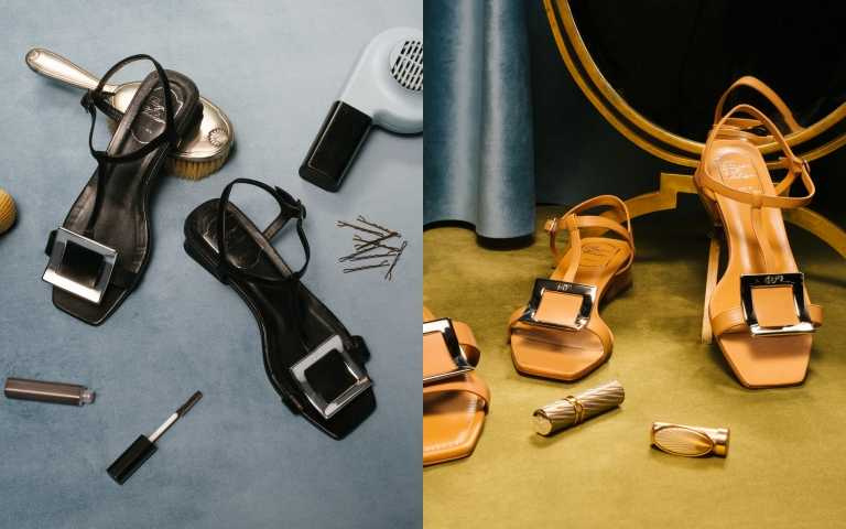 Roger Vivier Biki Viv 方釦涼鞋／27300元（圖／品牌提供）